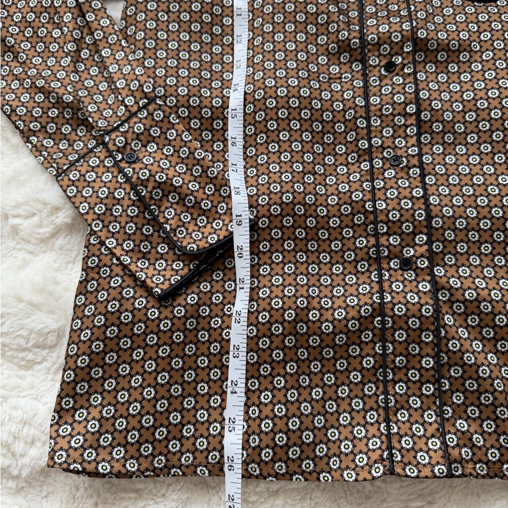 Avantlook Brown Daisy Floral Button-Front Shirt Blouse / Boho Retro - Picture 9 of 11